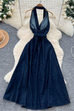 Halter Tie Denim Dress