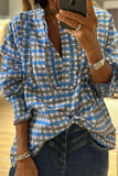 Plaid Button-Front Blouse