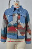 Aztec Pattern Denim Jacket