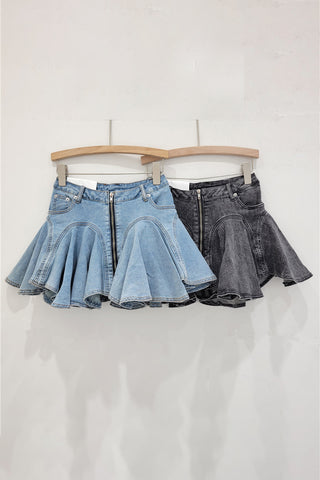 Flared Denim Mini Skirt