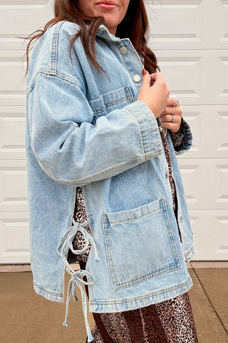 Oversized Button-Front Denim Jacket