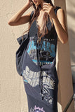 Graphic Patchwork Sleeveless Casual Dress