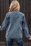 Scallop Collar Button-Up Denim Jacket