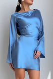 Elegant Drape Neck Mini Dress