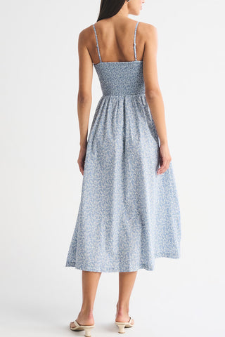 Striped Smocked Midi Dress