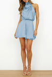 Sleeveless Halter Mini Dress