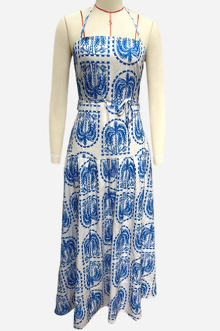 Halter-Neck Printed Maxi Dress