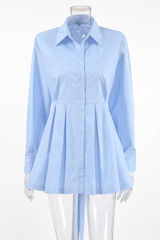 Pleated Button-Front Blouse