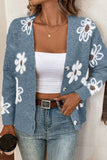 Floral Button-Up Cardigan Sweater
