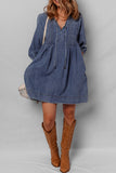 Puff Sleeve Casual Shift Dress