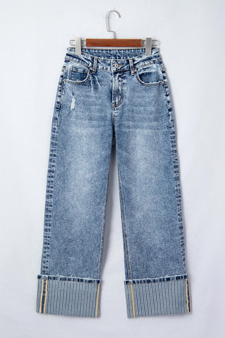 Cuffed Straight Loose Jeans