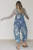 Floral Pattern Denim Jumpsuit