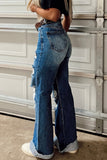 Distressed Straight-Leg Jeans with Cuffed Hem