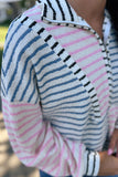 Striped Half-Zip Pullover Hoodie