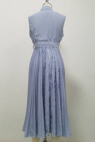 Striped Button-Front Casual Dress