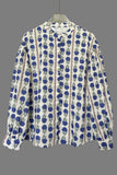 Patterned Button-Up Blouse