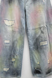 Distressed Wide-Leg Jeans