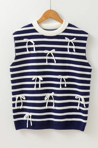 Striped Bow Detail Sweater Vest
