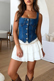 Button-Front Denim Vest