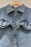 Ruffle-Trimmed Denim Jacket