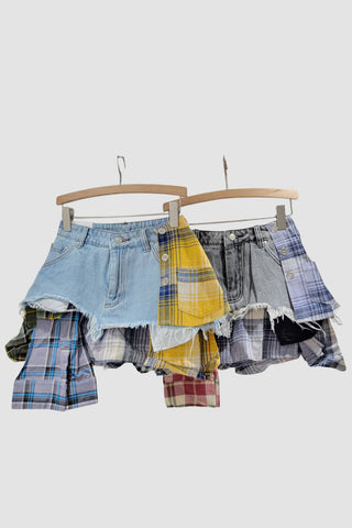 Patchwork Denim Mini Skirt
