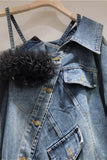 Denim Jacket with Ruffle Detail