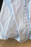 Lace-Up Front Blouse with Collar