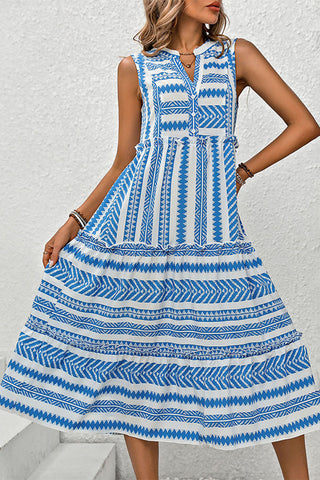 Sleeveless Geometric Print Casual Dress
