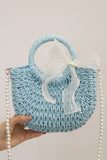 Round Handle Woven Beach Tote Bag