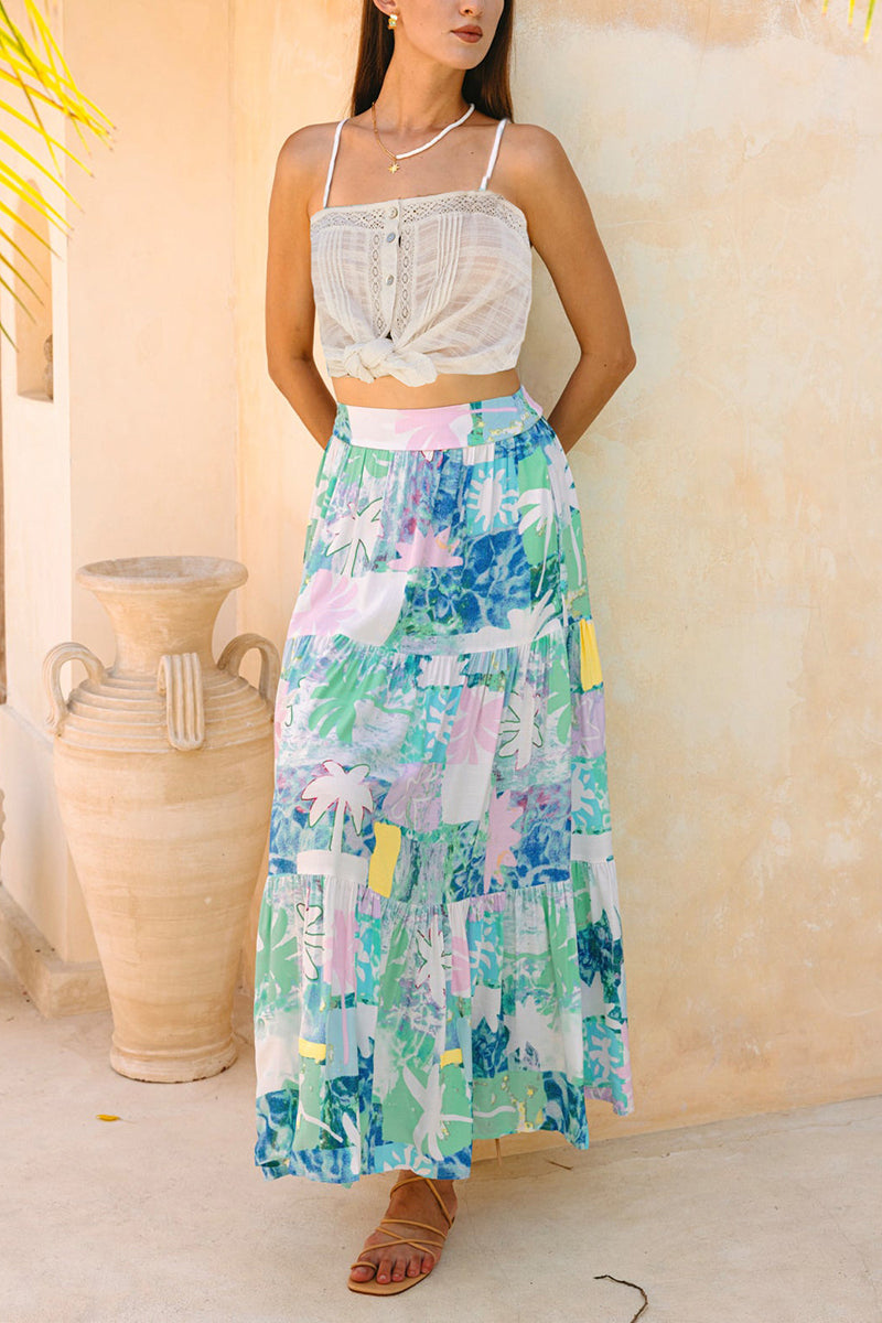 Floral Tiered Maxi Skirt