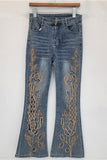 Flare Jeans with Floral Detail