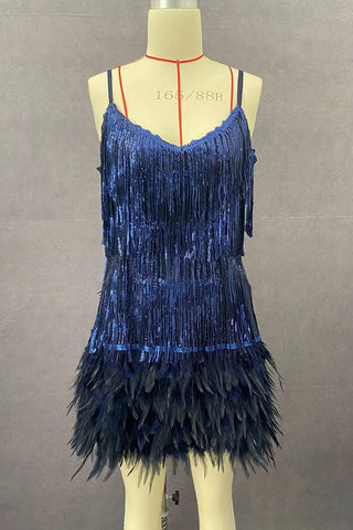 Fringe and Feathered Mini Dress