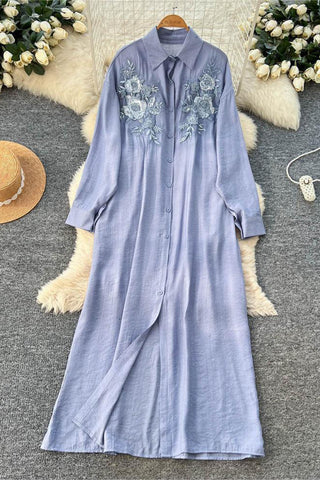 Button-Front Floral Maxi Dress