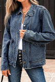Scallop Collar Button-Up Denim Jacket