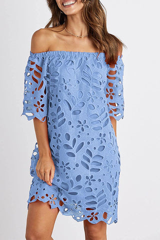 Off-Shoulder Lace Mini Dress