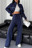 Stylish Zip-Up Casual Pants Set