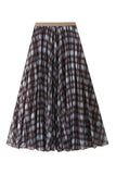 Pleated Plaid Maxi Skirt