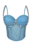 Pearl-Embellished Bustier Tank Top