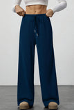 Wide-Leg Drawstring Casual Pants