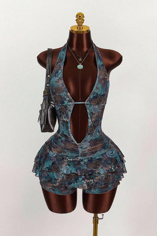 Halter Neck Leopard Print Casual Dress