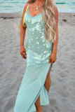 Sequined Overlay Evening Dress