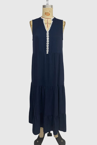 Sleeveless V-Neck Tiered Dress