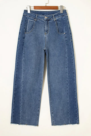 Raw Hem Wide Leg Jeans