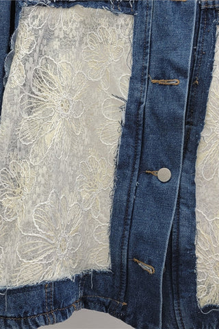 Lace-Panel Denim Jacket