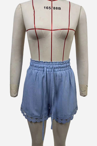 Lace-Trim Elastic Waist Casual Shorts