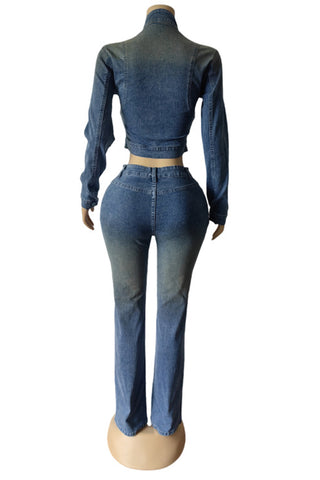 Chic Two-Piece Denim Pants Set