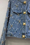 Embellished Pearl Button Denim Jacket