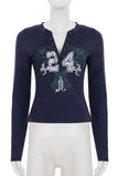 Button-Front Graphic Long-Sleeve Shirt