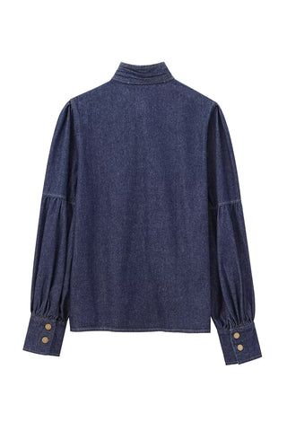 Bow-Tie Button-Front Blouse