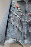 Floral Fringe Denim Jacket